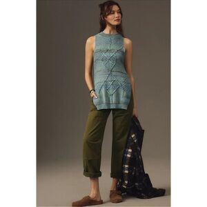 Anthropologie Pilcro‎ Knit Sleeveless Sweater Tunic Women’s XS Blue Green Cotton